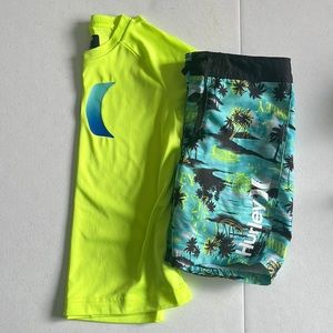 Boy’s Hurley Swim Trunks and Rashguard, Size 6